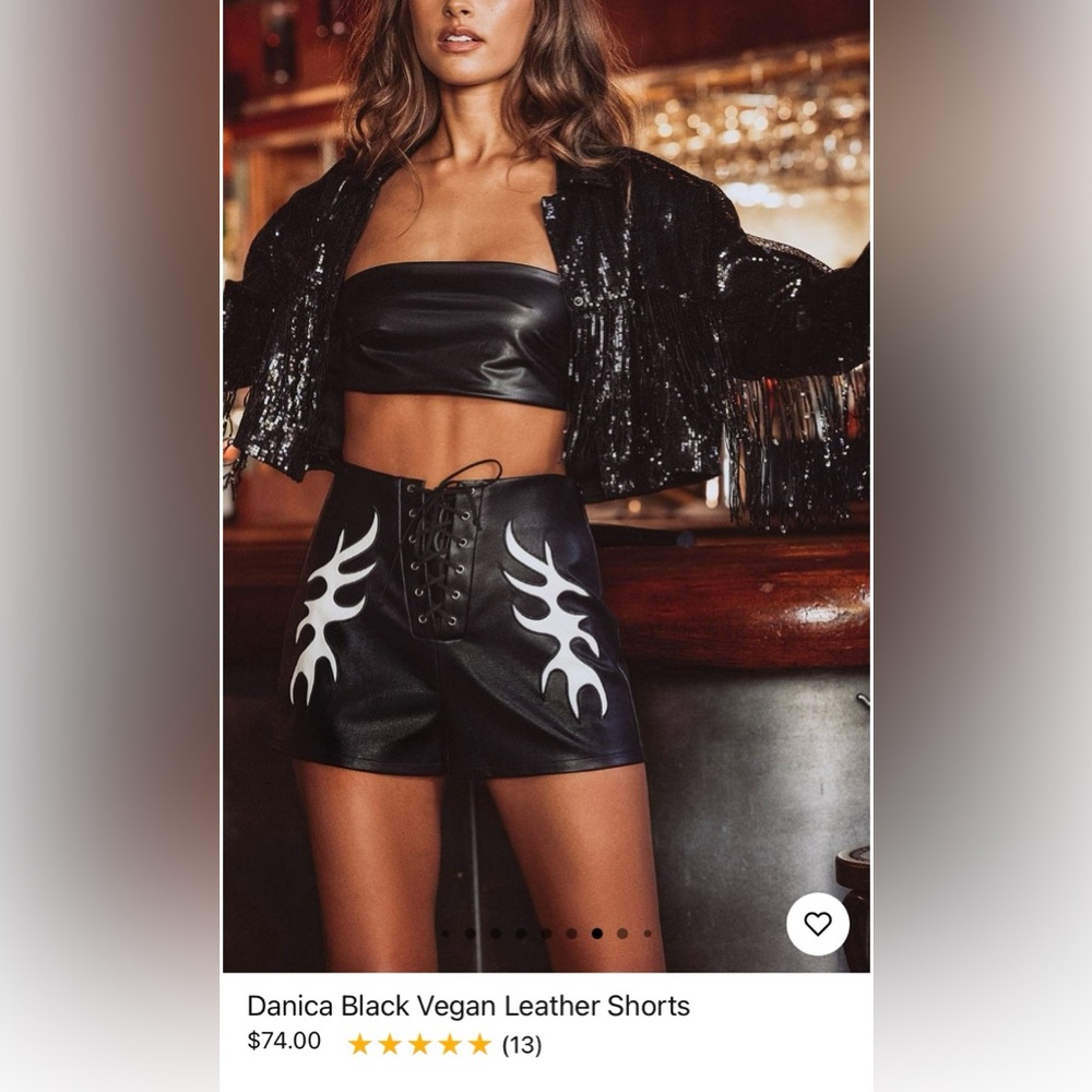 12th Tribe Black High Waist Women's Shorts with White Flame Detail (XS/S)